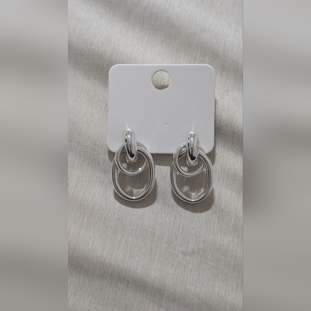 Fashion Jewelry Faux Silver Hoop Earrings